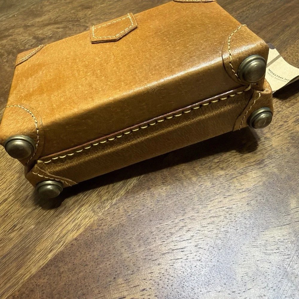 Pacific Spectrum Real Leather Bear Baggage Mini Suitcase Bag New!